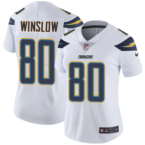 Women's Nike Los Angeles Chargers #80 Kellen Winslow White Vapor Untouchable Elite Player NFL Jersey