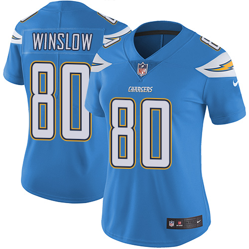 Women's Nike Los Angeles Chargers #80 Kellen Winslow Electric Blue Alternate Vapor Untouchable Elite Player NFL Jersey