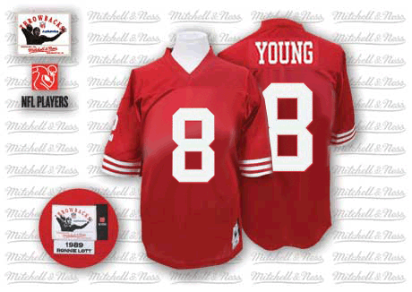 Mitchell and Ness San Francisco 49ers #8 Steve Young Authentic Red Team Color Throwback NFL Jersey