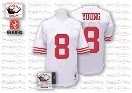 Mitchell and Ness San Francisco 49ers #8 Steve Young Authentic White Throwback NFL Jersey
