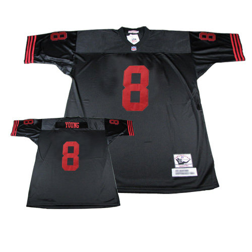 Mitchell and Ness San Francisco 49ers #8 Steve Young Authentic Black Throwback NFL Jersey