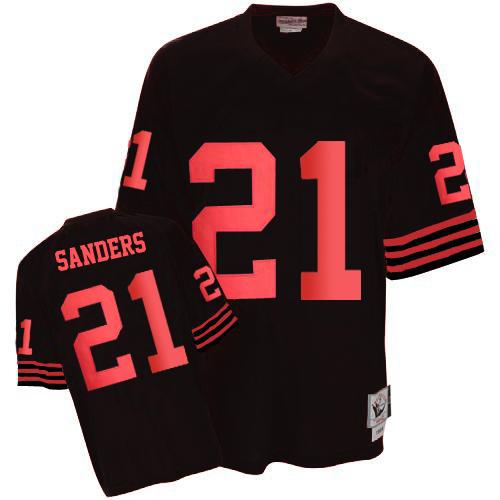 Mitchell and Ness San Francisco 49ers #21 Deion Sanders Authentic Black Throwback NFL Jersey