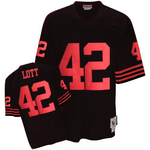 Mitchell and Ness San Francisco 49ers #42 Ronnie Lott Authentic Black Throwback NFL Jersey