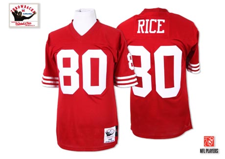 Mitchell and Ness San Francisco 49ers #80 Jerry Rice Authentic Red Team Color Throwback NFL Jersey