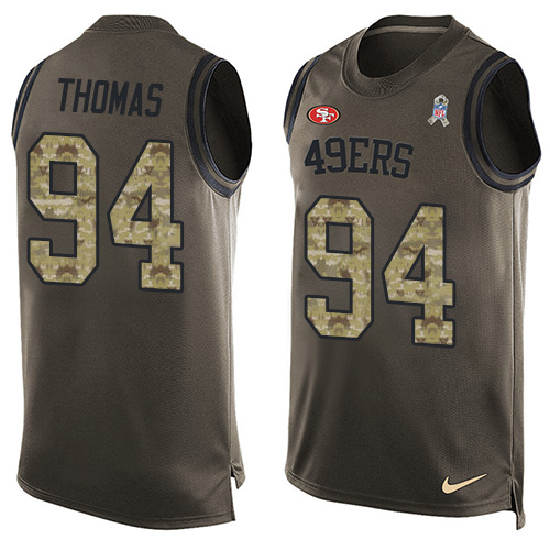 Men's Nike San Francisco 49ers #94 Solomon Thomas Limited Green Salute to Service Tank Top NFL Jersey