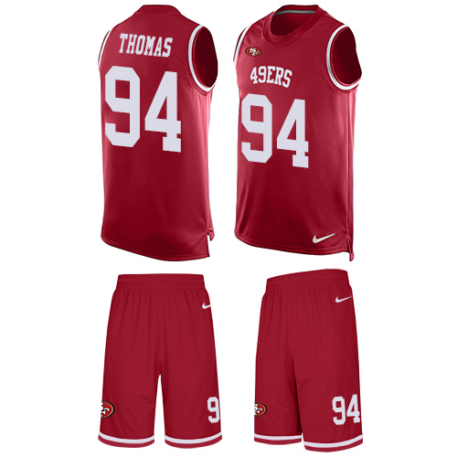 Men's Nike San Francisco 49ers #94 Solomon Thomas Limited Red Tank Top Suit NFL Jersey
