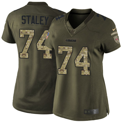 Women's Nike San Francisco 49ers #74 Joe Staley Limited Green Salute to Service NFL Jersey