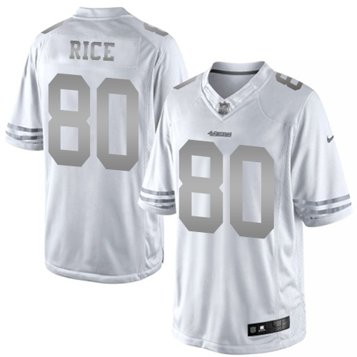 Men's Nike San Francisco 49ers #80 Jerry Rice Limited White Platinum NFL Jersey