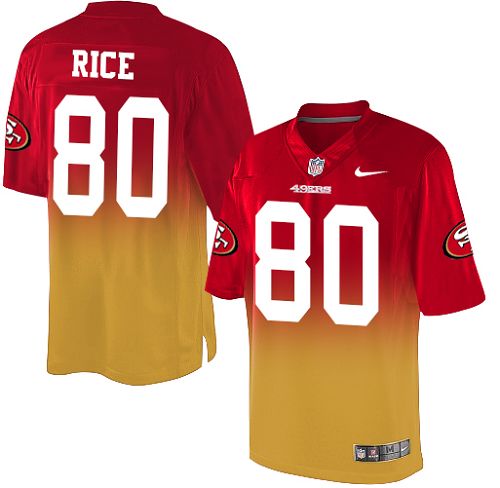 Youth Nike San Francisco 49ers #80 Jerry Rice Elite Red/Gold Fadeaway NFL Jersey