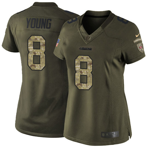 Women's Nike San Francisco 49ers #8 Steve Young Elite Green Salute to Service NFL Jersey