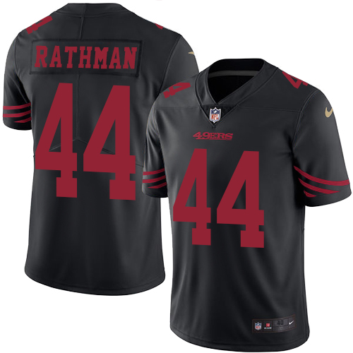 Men's Nike San Francisco 49ers #44 Tom Rathman Elite Black Rush Vapor Untouchable NFL Jersey
