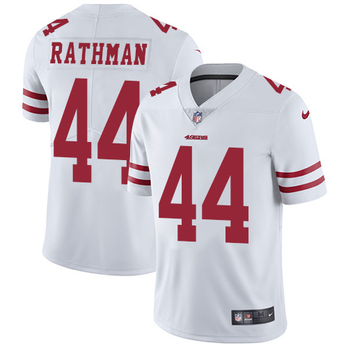 Men's Nike San Francisco 49ers #44 Tom Rathman White Vapor Untouchable Limited Player NFL Jersey