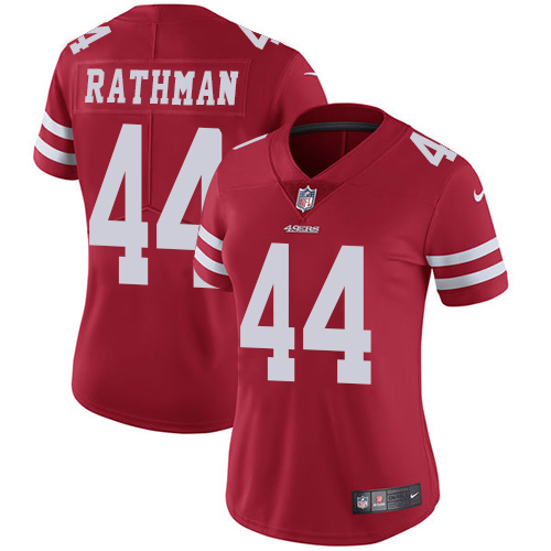 Women's Nike San Francisco 49ers #44 Tom Rathman Red Team Color Vapor Untouchable Elite Player NFL Jersey