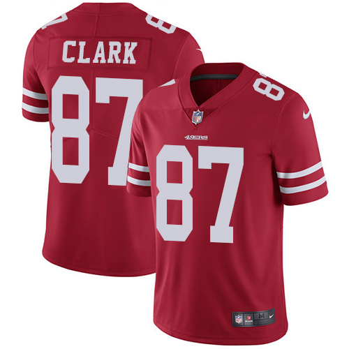 Men's Nike San Francisco 49ers #87 Dwight Clark Red Team Color Vapor Untouchable Limited Player NFL Jersey