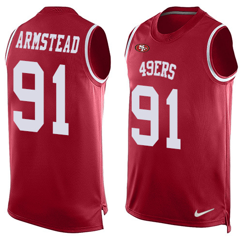 Men's Nike San Francisco 49ers #91 Arik Armstead Limited Red Player Name & Number Tank Top NFL Jersey