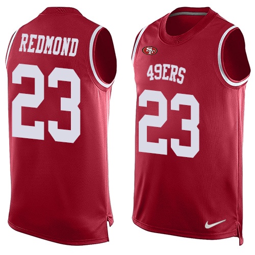 Men's Nike San Francisco 49ers #23 Will Redmond Limited Red Player Name & Number Tank Top NFL Jersey