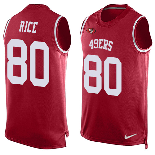 Men's Nike San Francisco 49ers #80 Jerry Rice Limited Red Player Name & Number Tank Top NFL Jersey
