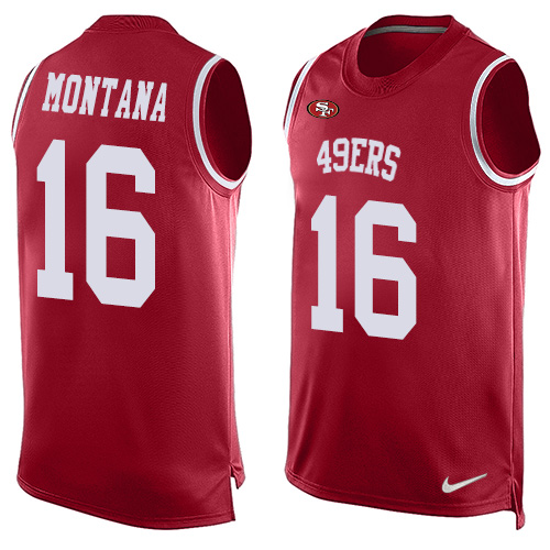 Men's Nike San Francisco 49ers #16 Joe Montana Limited Red Player Name & Number Tank Top NFL Jersey