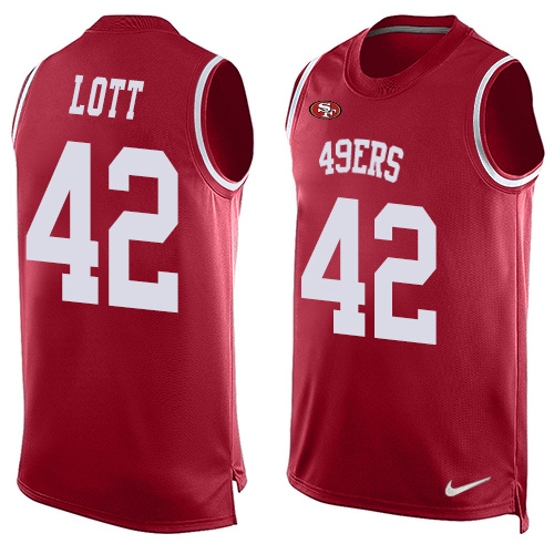 Men's Nike San Francisco 49ers #42 Ronnie Lott Limited Red Player Name & Number Tank Top NFL Jersey