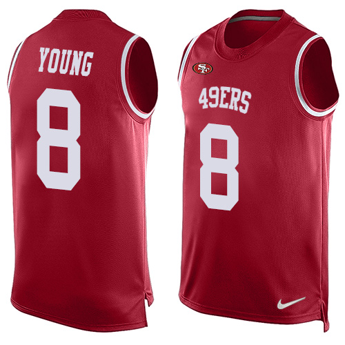 Men's Nike San Francisco 49ers #8 Steve Young Limited Red Player Name & Number Tank Top NFL Jersey