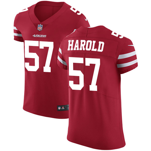 Men's Nike San Francisco 49ers #57 Eli Harold Red Team Color Vapor Untouchable Elite Player NFL Jersey