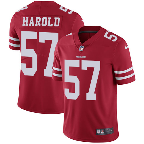 Men's Nike San Francisco 49ers #57 Eli Harold Red Team Color Vapor Untouchable Limited Player NFL Jersey