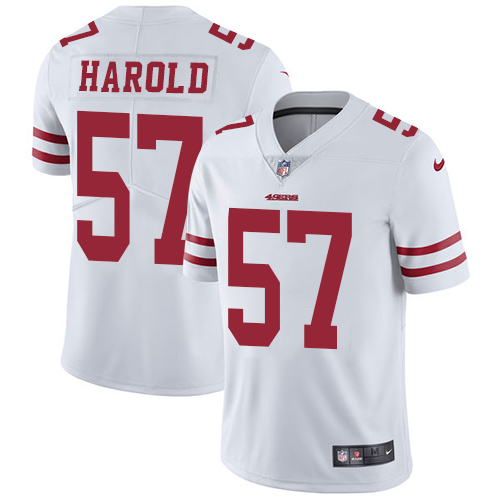 Men's Nike San Francisco 49ers #57 Eli Harold White Vapor Untouchable Limited Player NFL Jersey