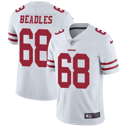 Men's Nike San Francisco 49ers #68 Zane Beadles White Vapor Untouchable Limited Player NFL Jersey
