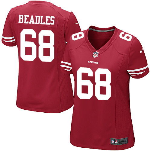 Women's Nike San Francisco 49ers #68 Zane Beadles Game Red Team Color NFL Jersey