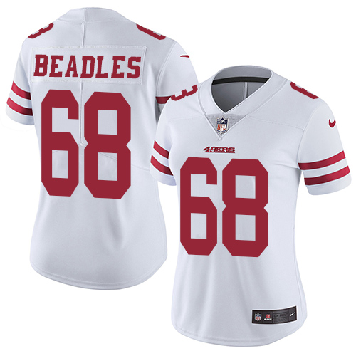 Women's Nike San Francisco 49ers #68 Zane Beadles White Vapor Untouchable Elite Player NFL Jersey