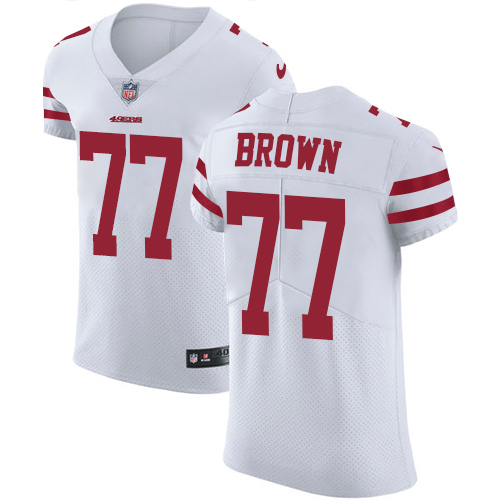 Men's Nike San Francisco 49ers #77 Trent Brown White Vapor Untouchable Elite Player NFL Jersey