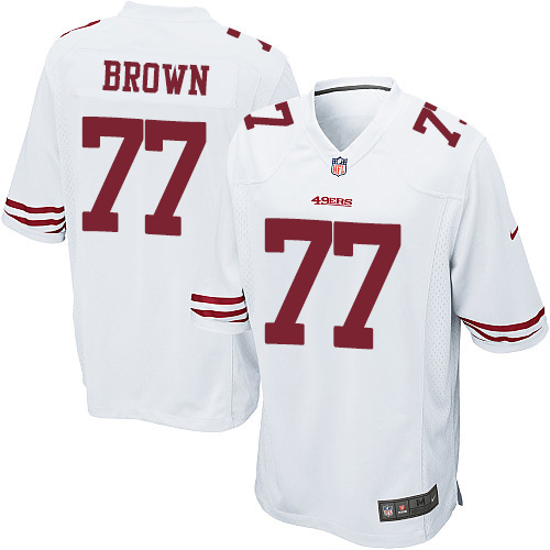 Men's Nike San Francisco 49ers #77 Trent Brown Game White NFL Jersey