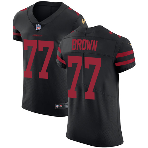 Men's Nike San Francisco 49ers #77 Trent Brown Black Alternate Vapor Untouchable Elite Player NFL Jersey