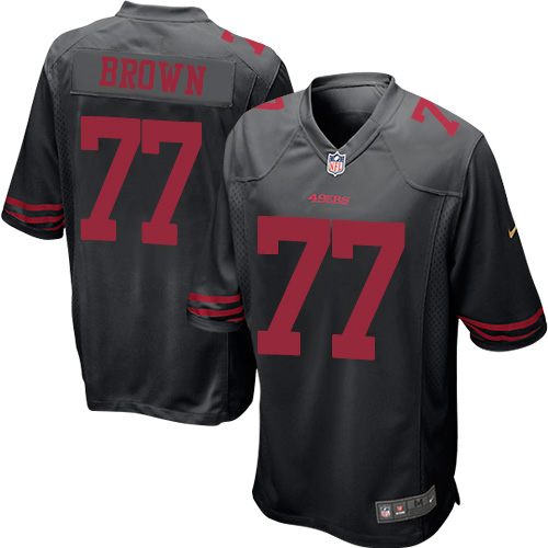 Men's Nike San Francisco 49ers #77 Trent Brown Game Black Alternate NFL Jersey
