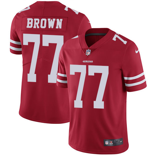 Youth Nike San Francisco 49ers #77 Trent Brown Red Team Color Vapor Untouchable Elite Player NFL Jersey