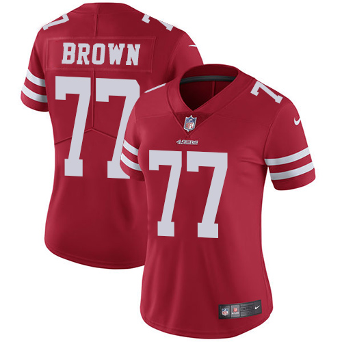 Women's Nike San Francisco 49ers #77 Trent Brown Red Team Color Vapor Untouchable Elite Player NFL Jersey