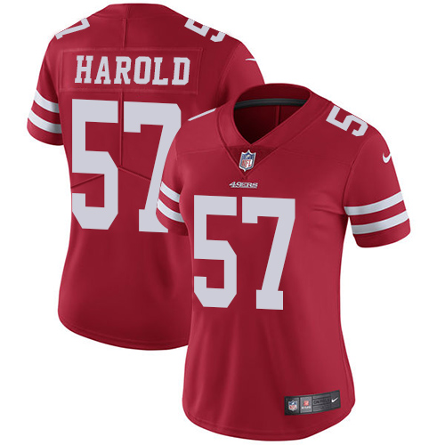 Women's Nike San Francisco 49ers #57 Eli Harold Red Team Color Vapor Untouchable Elite Player NFL Jersey