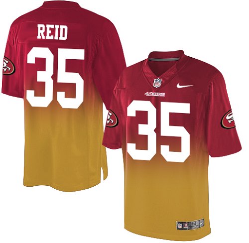 Men's Nike San Francisco 49ers #35 Eric Reid Elite Red/Gold Fadeaway NFL Jersey