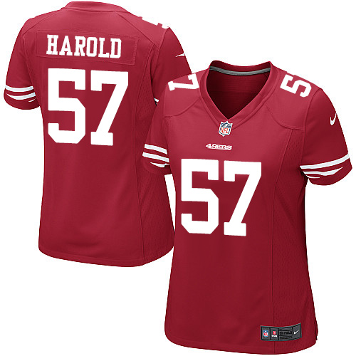 Women's Nike San Francisco 49ers #57 Eli Harold Game Red Team Color NFL Jersey