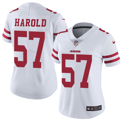 Women's Nike San Francisco 49ers #57 Eli Harold White Vapor Untouchable Elite Player NFL Jersey