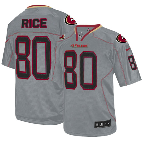 Men's Nike San Francisco 49ers #80 Jerry Rice Elite Lights Out Grey NFL Jersey