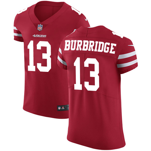 Men's Nike San Francisco 49ers #13 Aaron Burbridge Red Team Color Vapor Untouchable Elite Player NFL Jersey