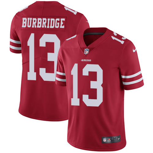 Youth Nike San Francisco 49ers #13 Aaron Burbridge Red Team Color Vapor Untouchable Elite Player NFL Jersey
