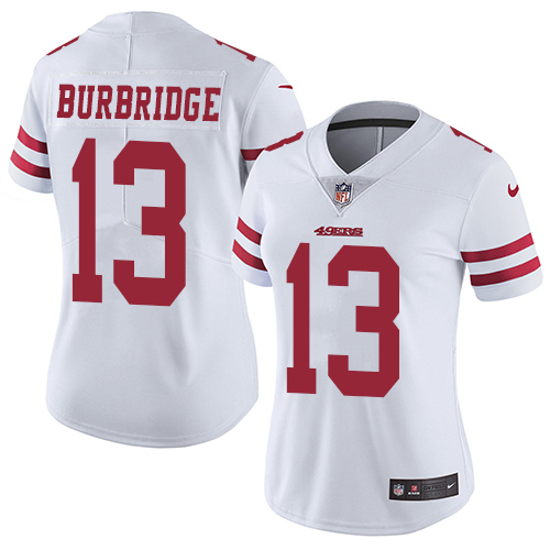 Women's Nike San Francisco 49ers #13 Aaron Burbridge White Vapor Untouchable Elite Player NFL Jersey