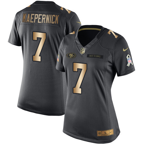 Women's Nike San Francisco 49ers #7 Colin Kaepernick Limited Black/Gold Salute to Service NFL Jersey