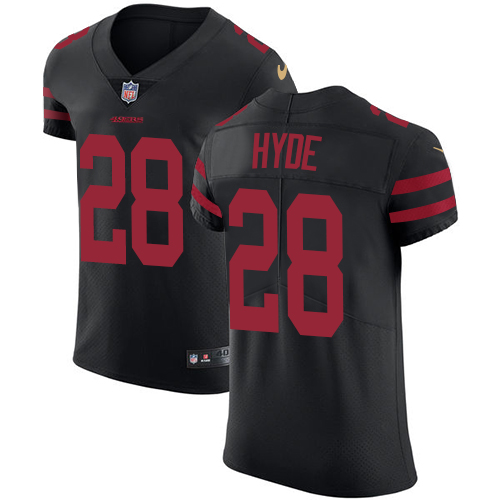 Men's Nike San Francisco 49ers #28 Carlos Hyde Black Alternate Vapor Untouchable Elite Player NFL Jersey