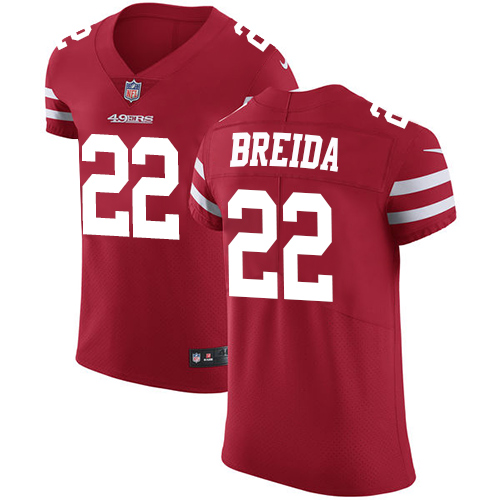 Men's Nike San Francisco 49ers #22 Matt Breida Red Team Color Vapor Untouchable Elite Player NFL Jersey