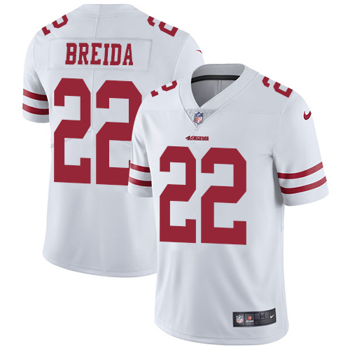 Men's Nike San Francisco 49ers #22 Matt Breida White Vapor Untouchable Limited Player NFL Jersey
