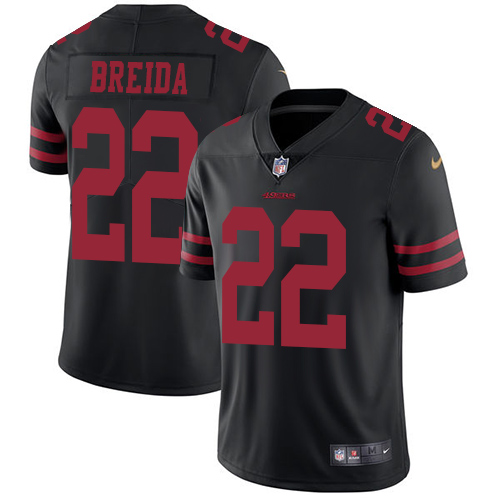 Men's Nike San Francisco 49ers #22 Matt Breida Black Vapor Untouchable Limited Player NFL Jersey