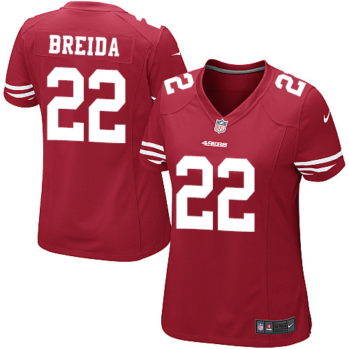 Women's Nike San Francisco 49ers #22 Matt Breida Game Red Team Color NFL Jersey